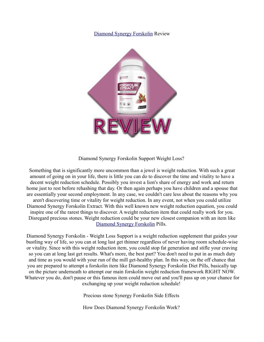 diamond synergy forskolin review