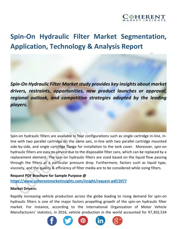 Spin-On Hydraulic Filter Market Size, Emerging Evolution and Opportunities Till 2026