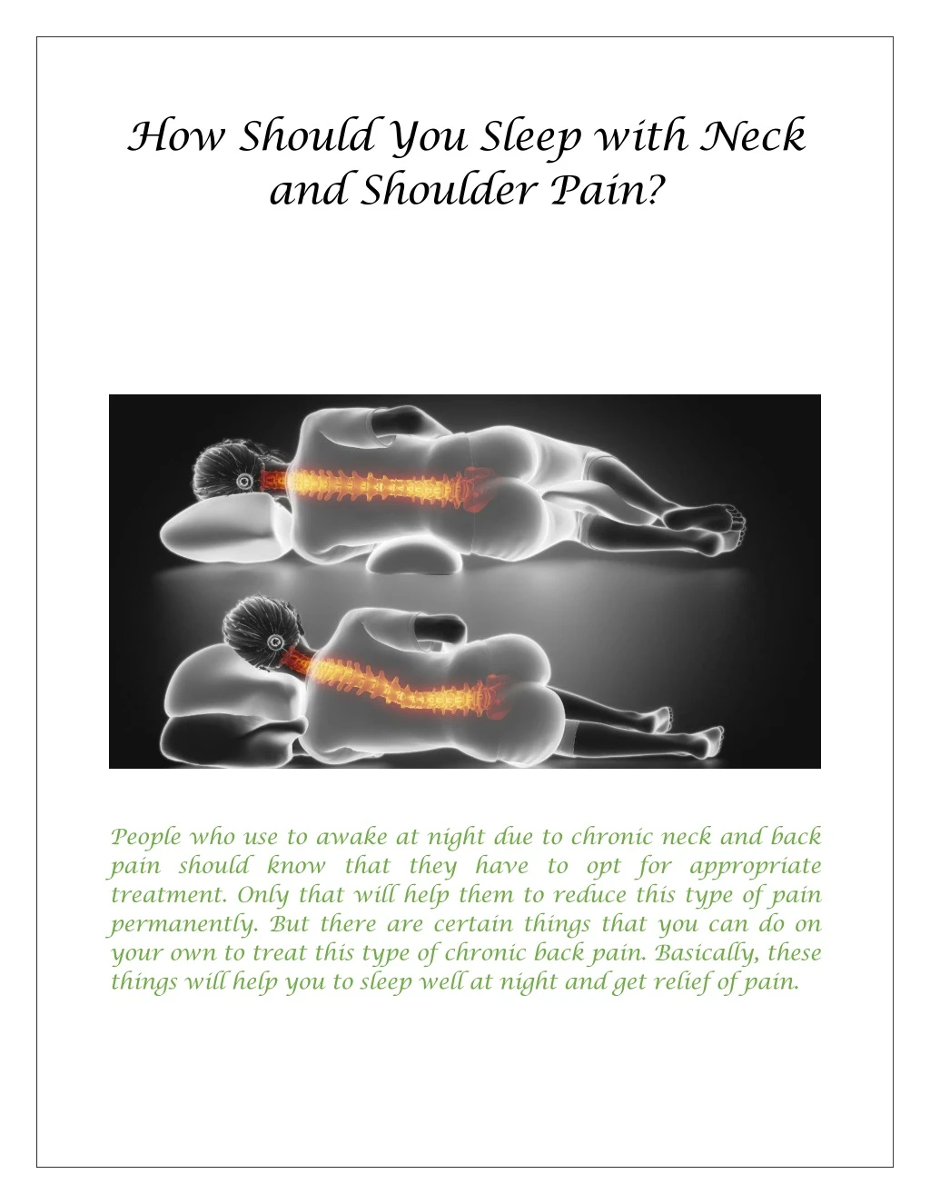 how should you sleep with neck and shoulder pain