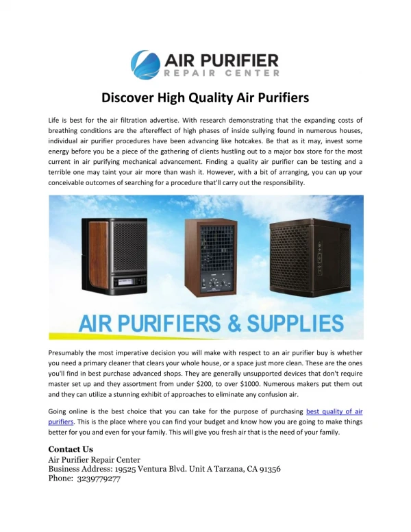 Discover High Quality Air Purifiers