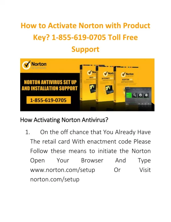 How to Activate Norton with Product Key? 1-877-235-8666 Toll Free Support