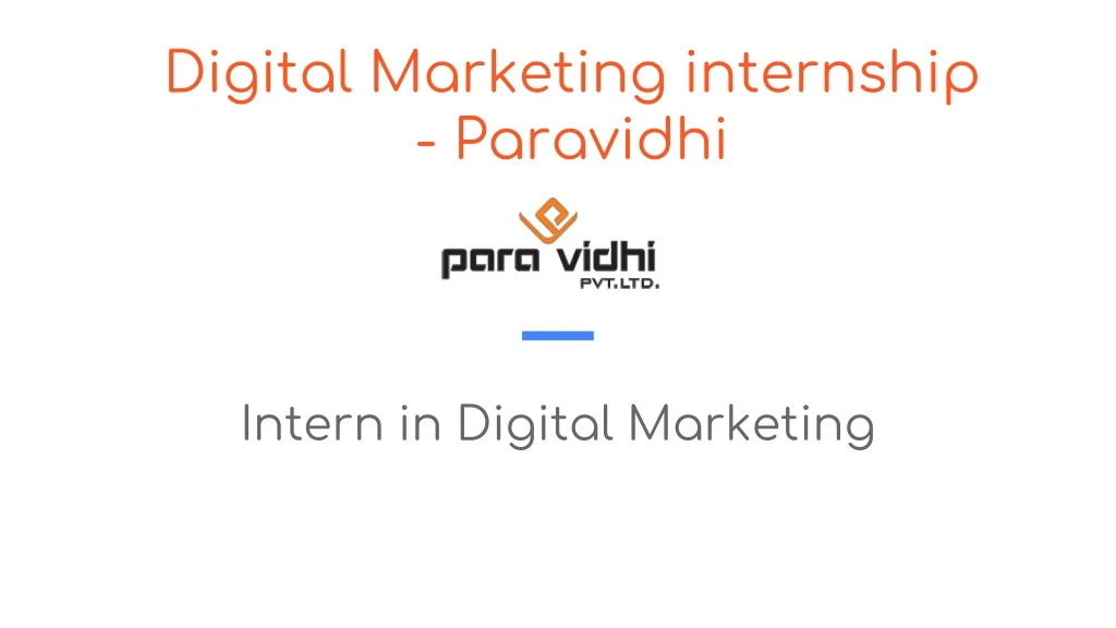 digital marketing internship paravidhi