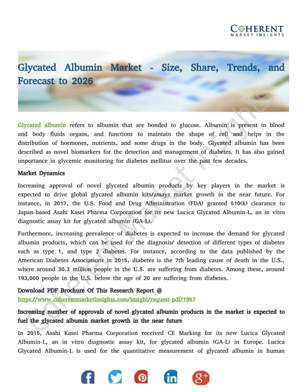 Glycated Albumin Market - Size, Share, Trends, and Forecast to 2026