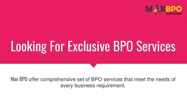 BPO Services - Max BPO