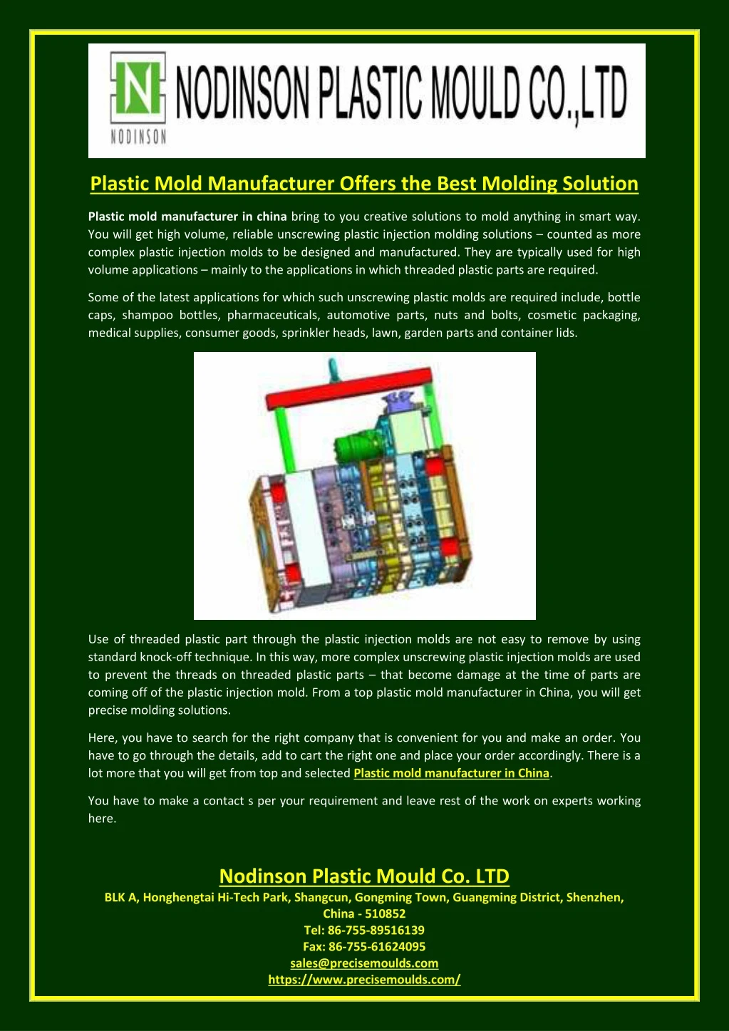 plastic mold manufacturer offers the best molding