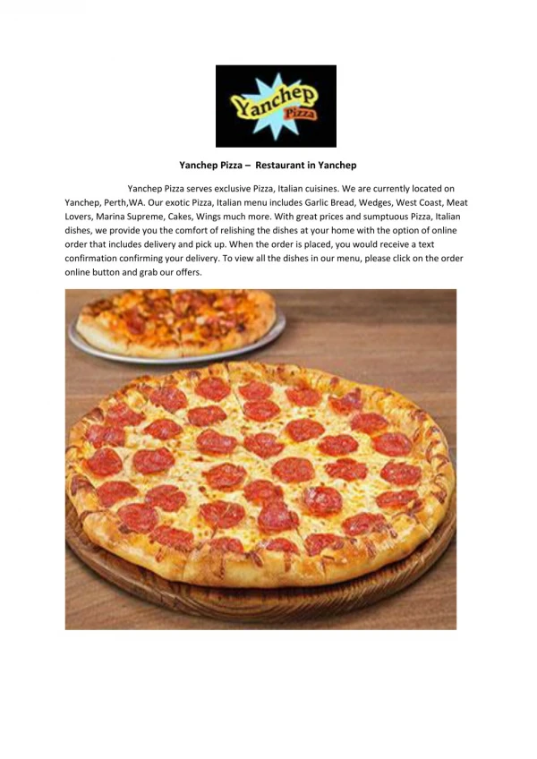 Yanchep Pizza- Order pizza Online