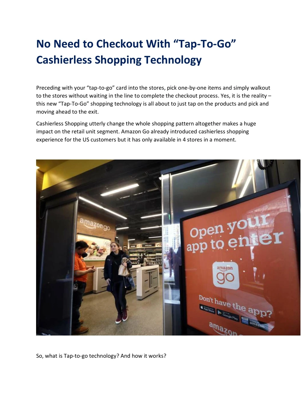 no need to checkout with tap to go cashierless