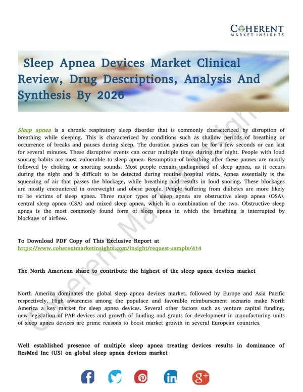 Sleep Apnea Devices Market Shows Increasing Demand To Be Observed In The Coming Decade