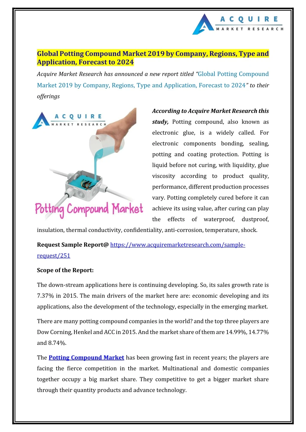 global potting compound market 2019 by company