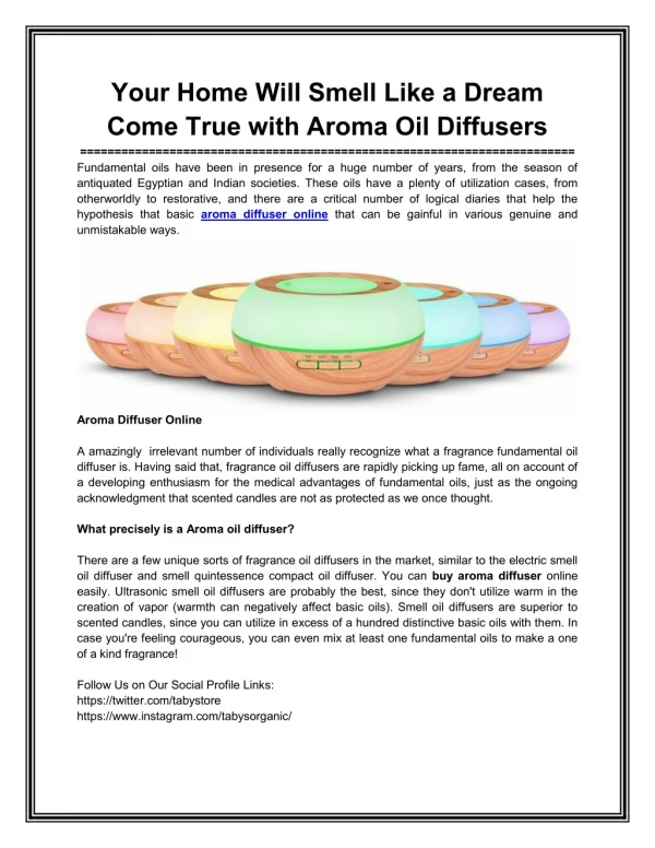 Your Home Will Smell Like a Dream Come True with Aroma Oil Diffusers