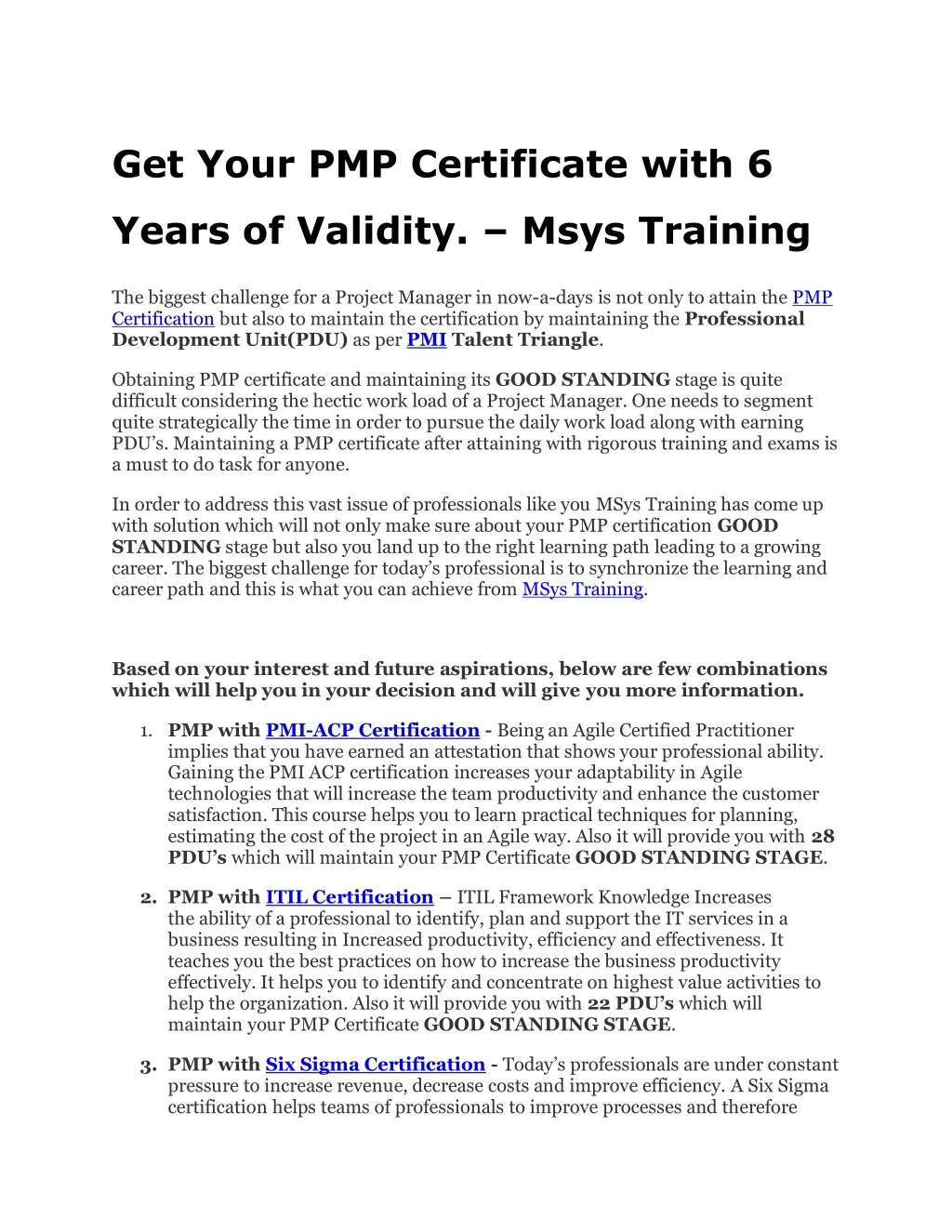 get your pmp certificate with 6