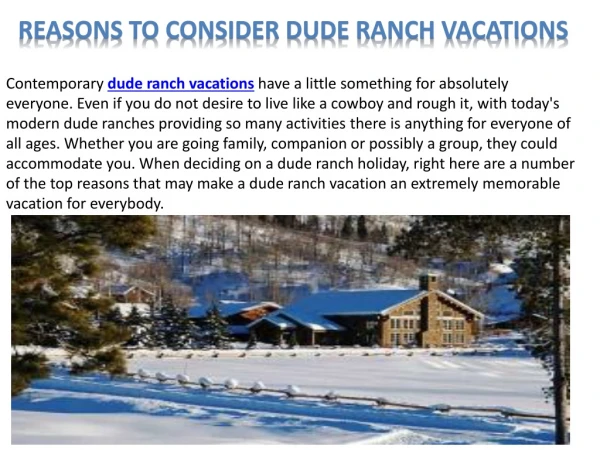 Reasons to Consider Dude Ranch Vacations