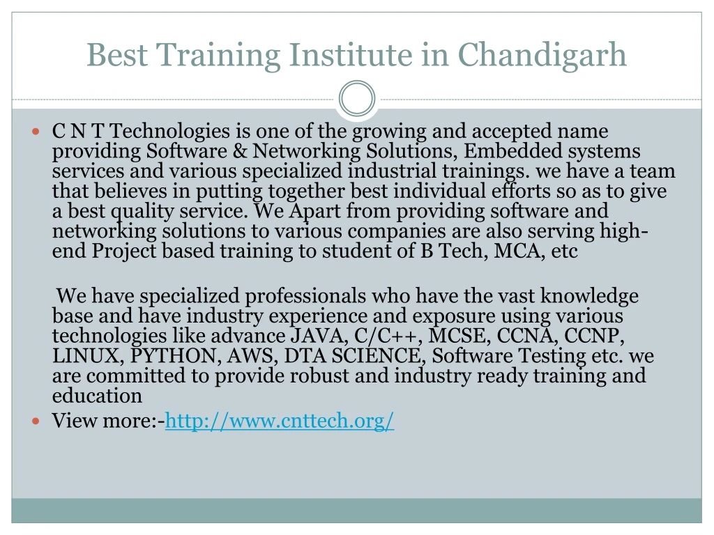 best training institute in chandigarh