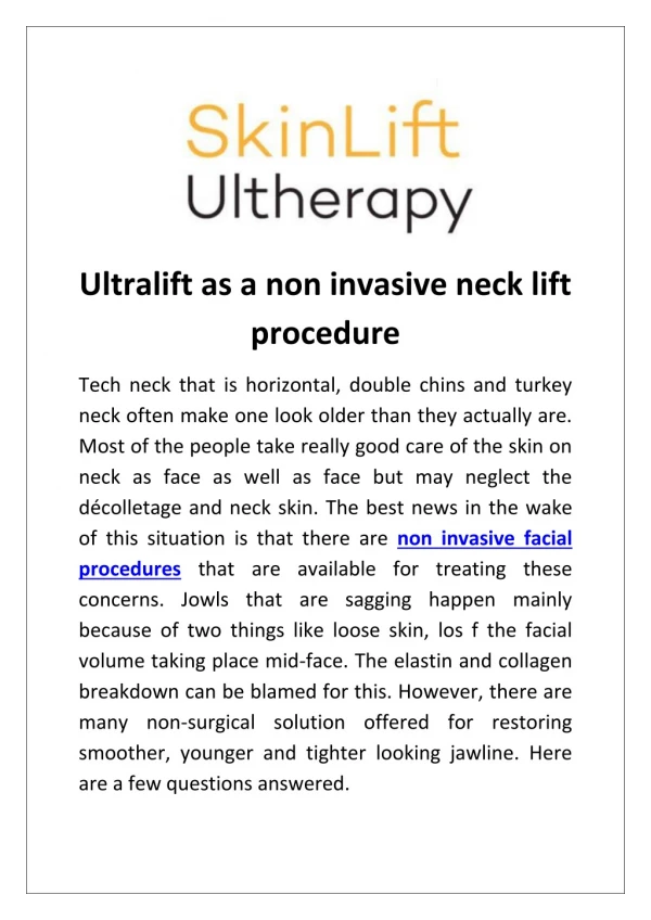 Ultralift as a non invasive neck lift procedure