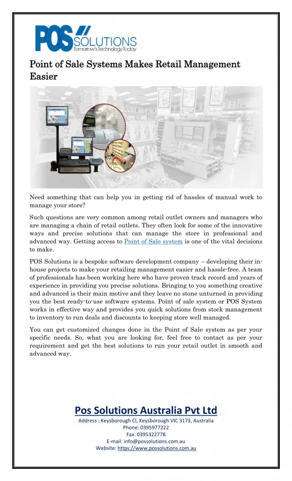 Point of Sale Systems Makes Retail Management Easier