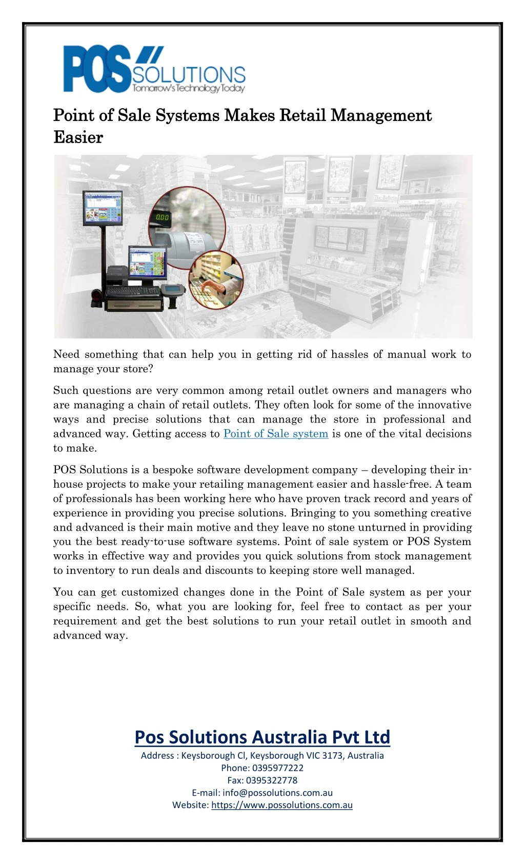 point of sale systems makes retail management