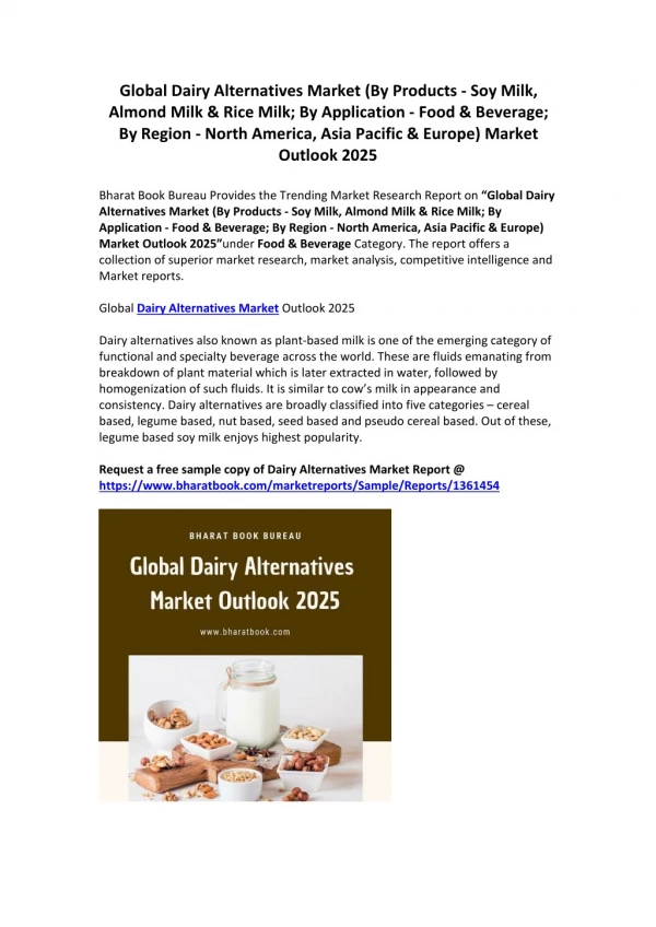 Global Dairy Alternatives Market Outlook-2025