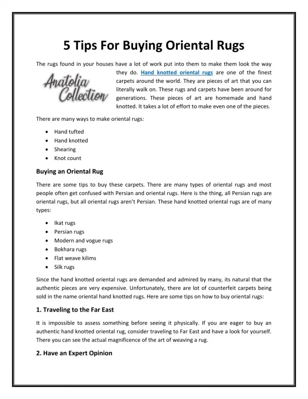 5 Tips For Buying Oriental Rugs