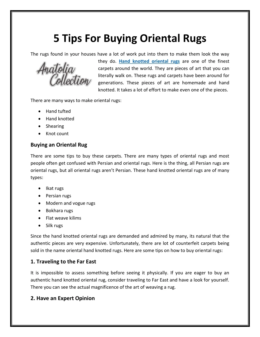 5 tips for buying oriental rugs