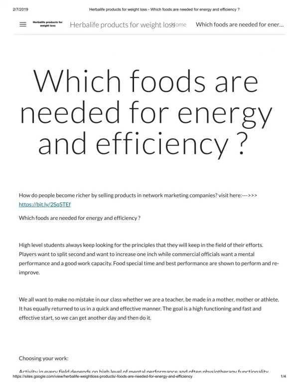 Which foods are needed for energy and efficiency