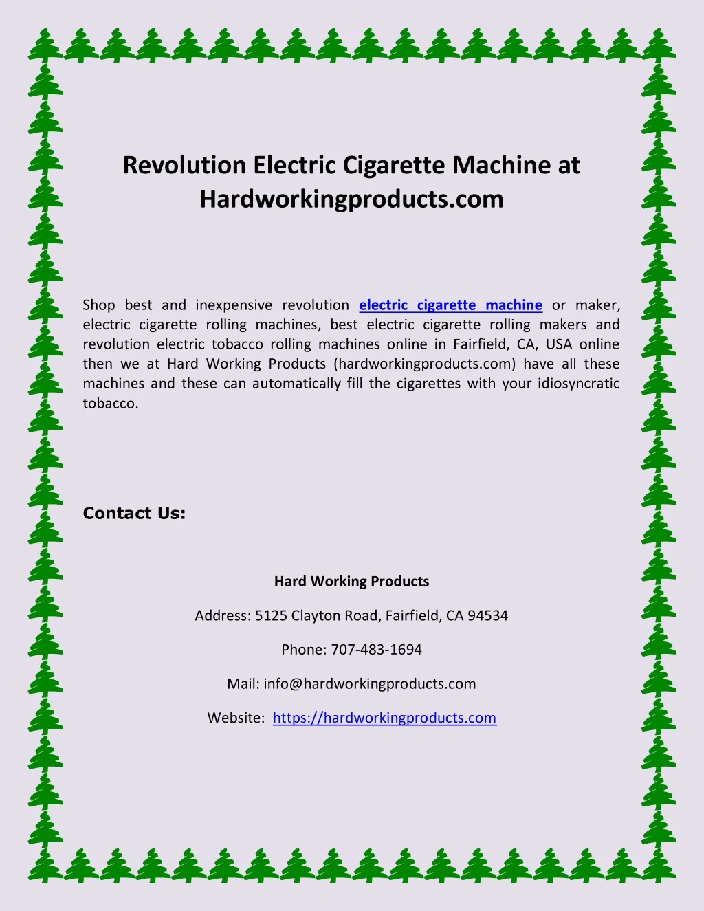revolution electric cigarette machine