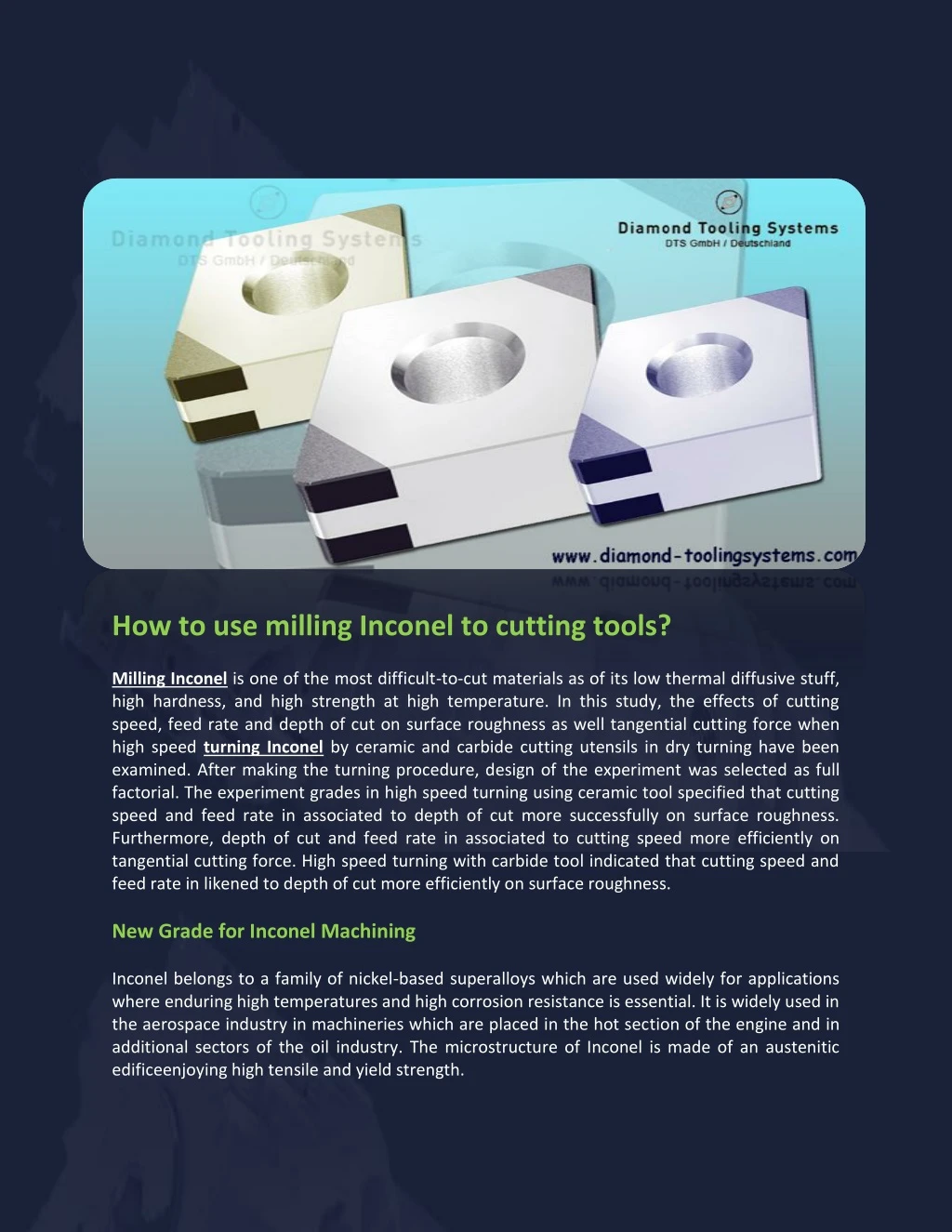 how to use milling inconel to cutting tools