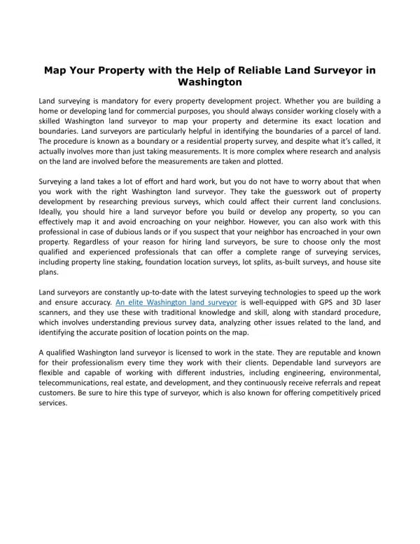 Map Your Property with the Help of Reliable Land Surveyor in Washington