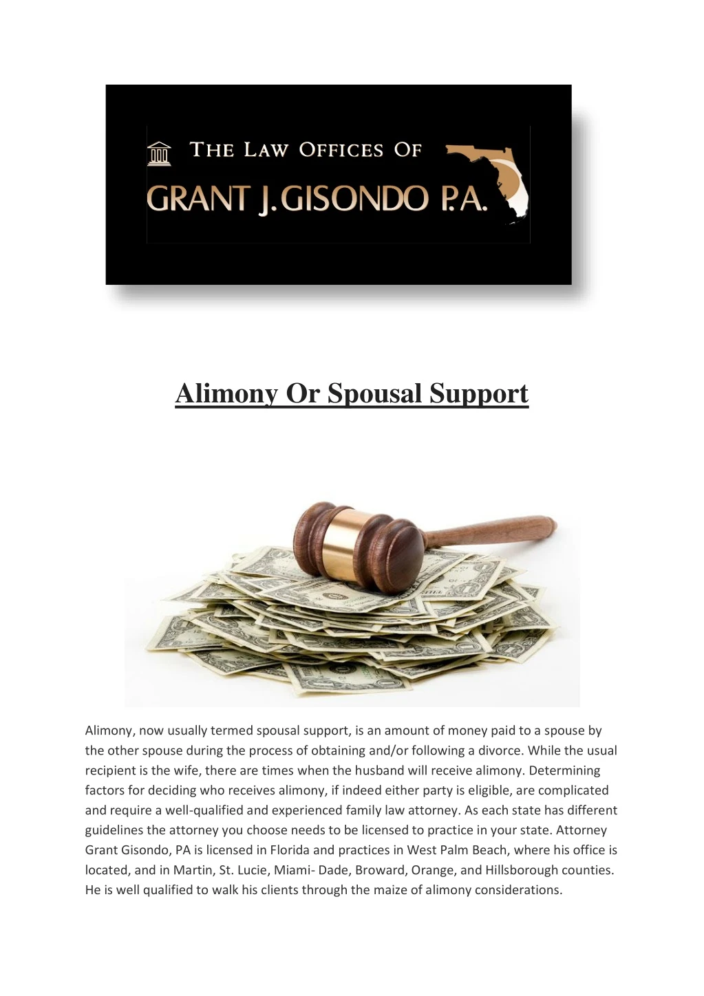 alimony or spousal support