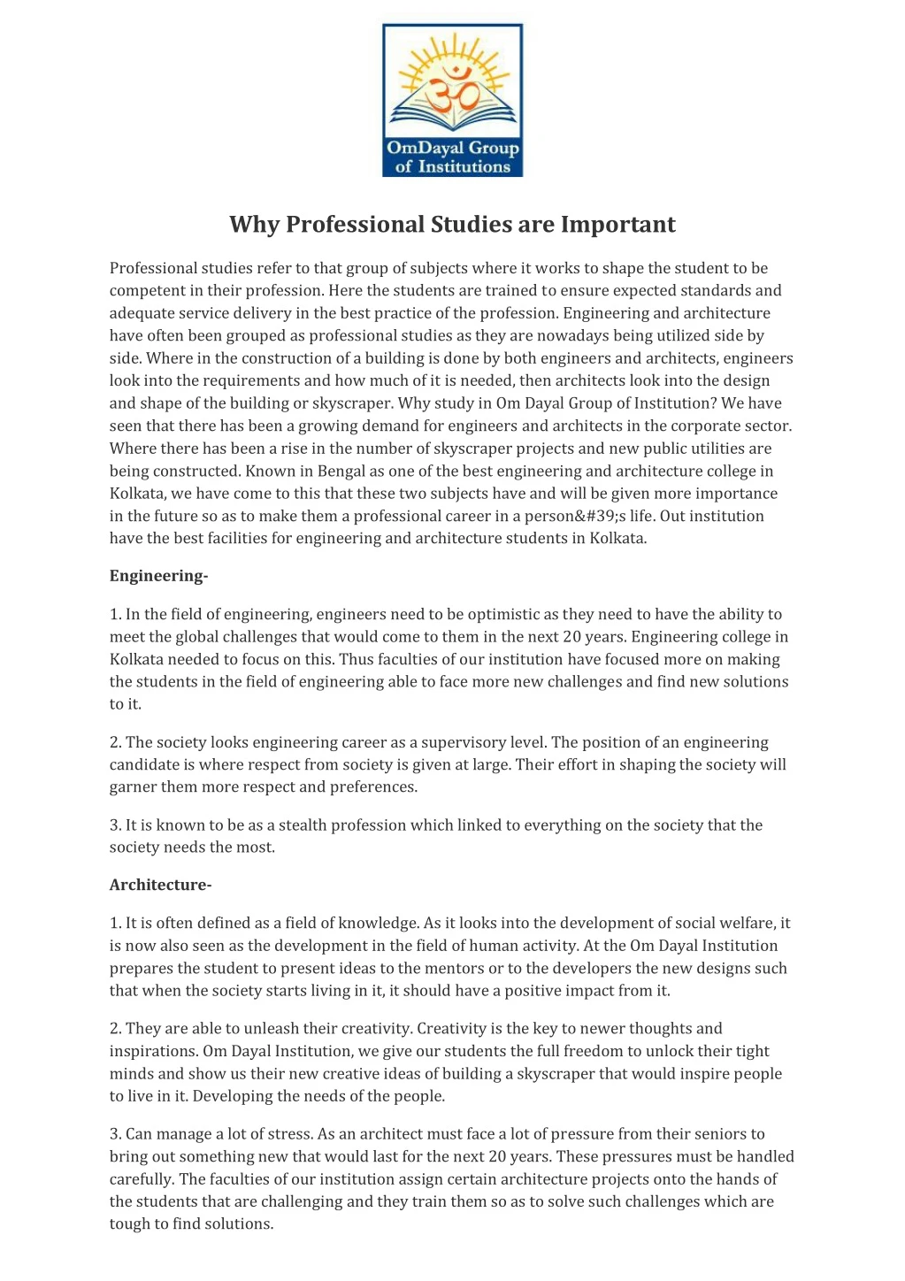 why professional studies are important