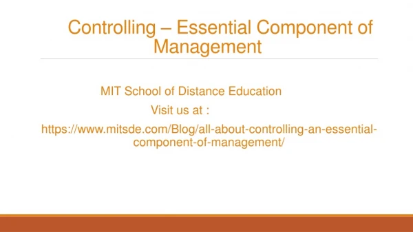 All about Controlling - An essential component of management | MIT School of Distance Education