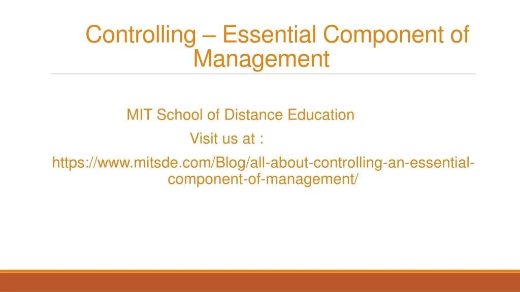 controlling essential component of management