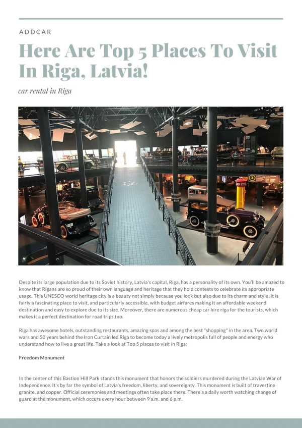 addCar: Here Are Top 5 Places To Visit In Riga, Latvia