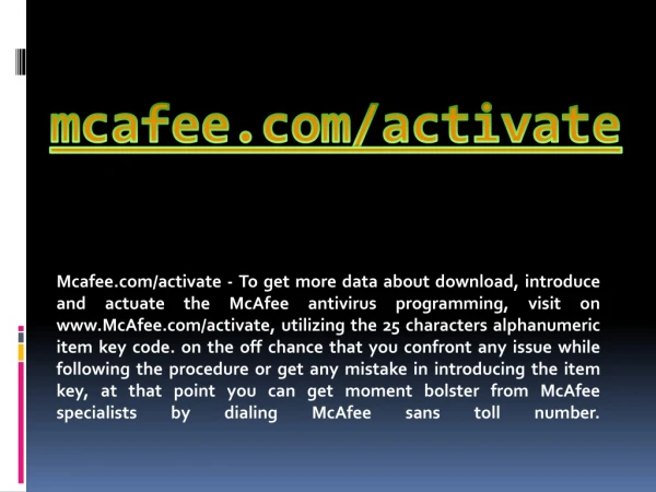 MCAFEE.COM/ACTIVATE- MCAFEE TECHNICAL SUPPORT