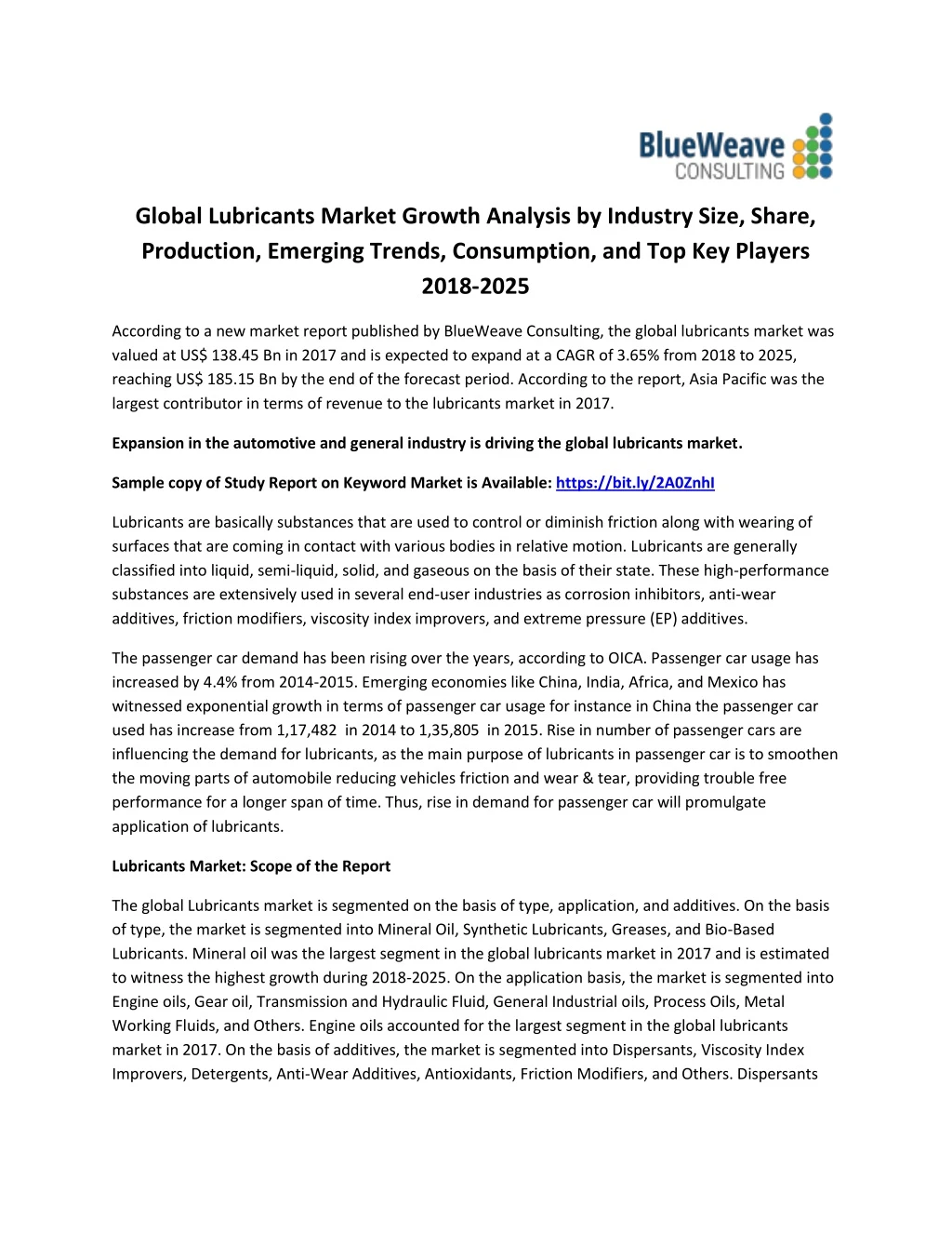 global lubricants market growth analysis