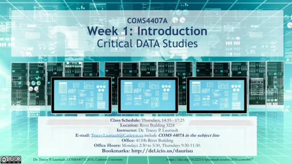 COMS4407A Week 1: Introduction Critical DATA Studies