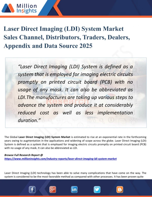 Laser Direct Imaging (LDI) System Market Research – Industry Size, Share, Trends Analysis and Growth Forecast to 2025
