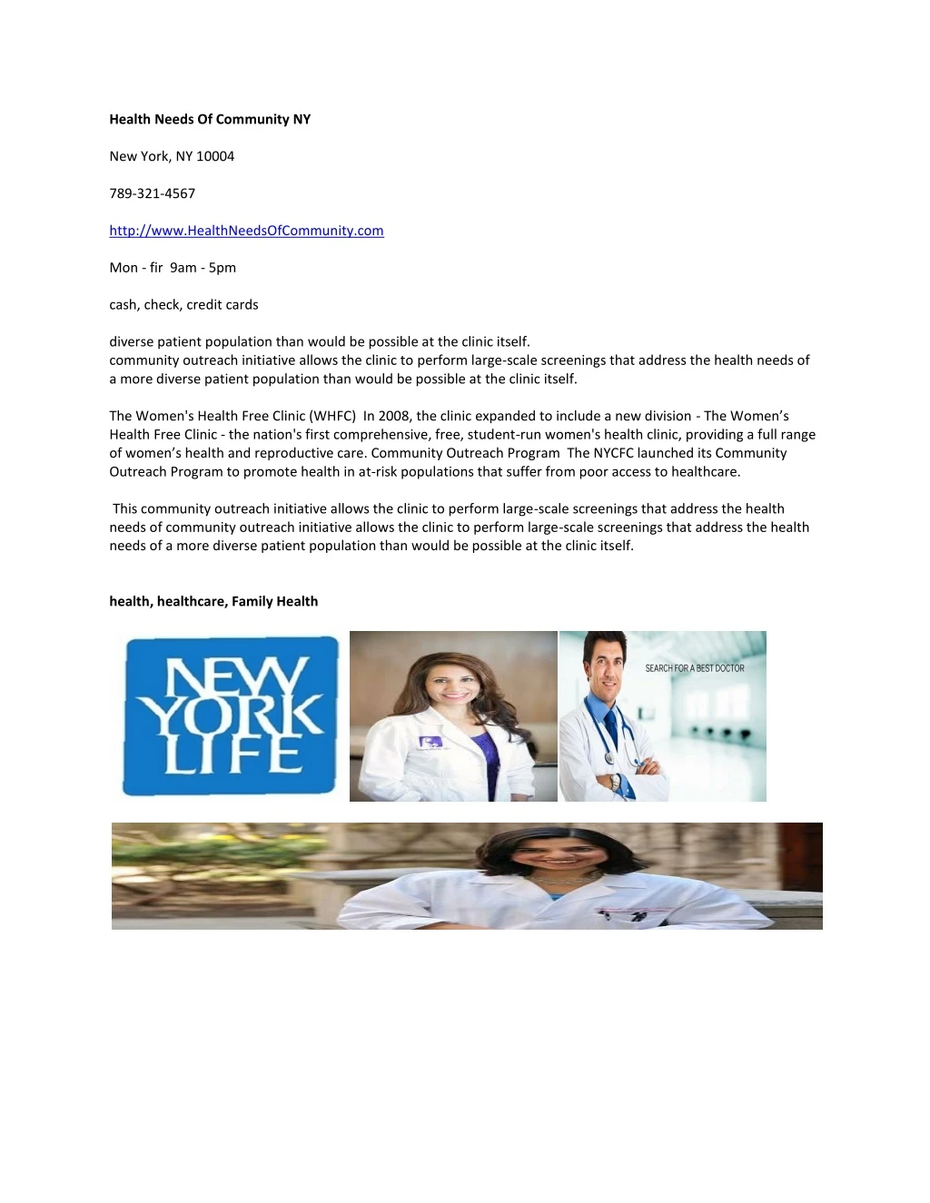 health needs of community ny new york ny 10004