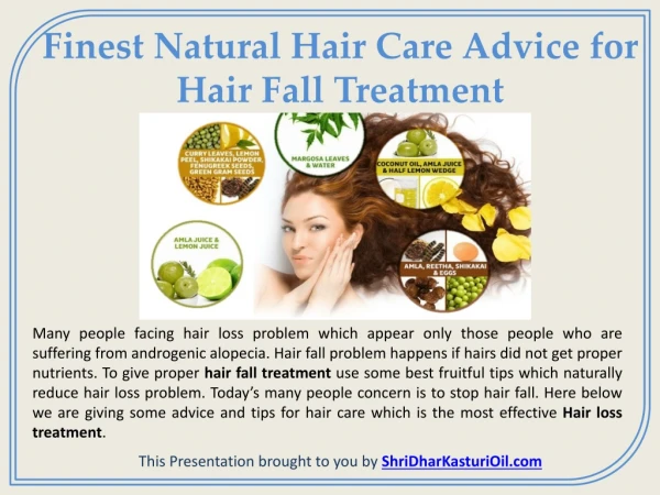 Finest Natural Hair Care Advice for Hair Fall Treatment