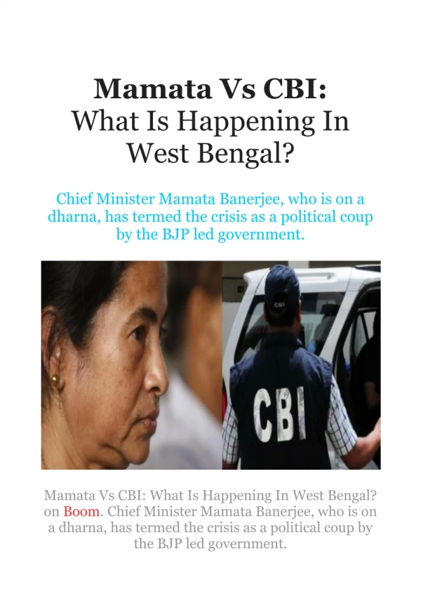 Mamata Vs CBI: What Is Happening In West Bengal?