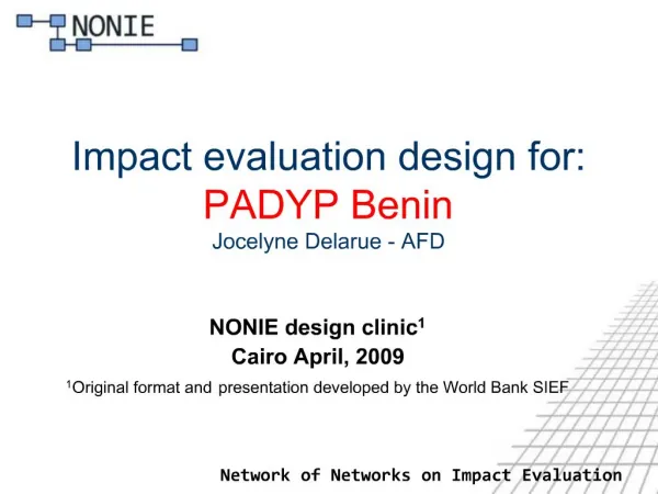 Impact evaluation design for: PADYP Benin Jocelyne Delarue - AFD