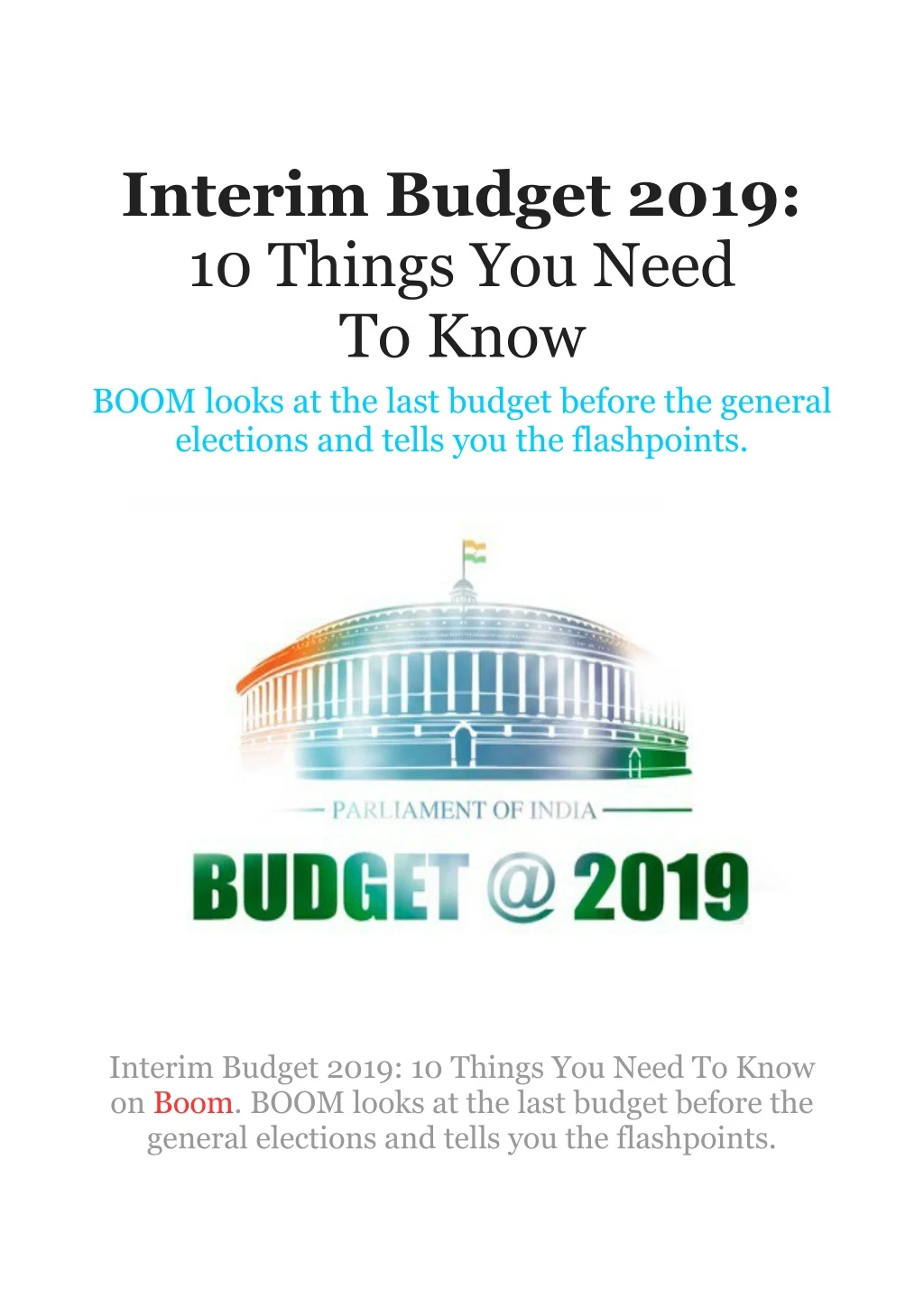 interim budget 2019 10 things you need to know