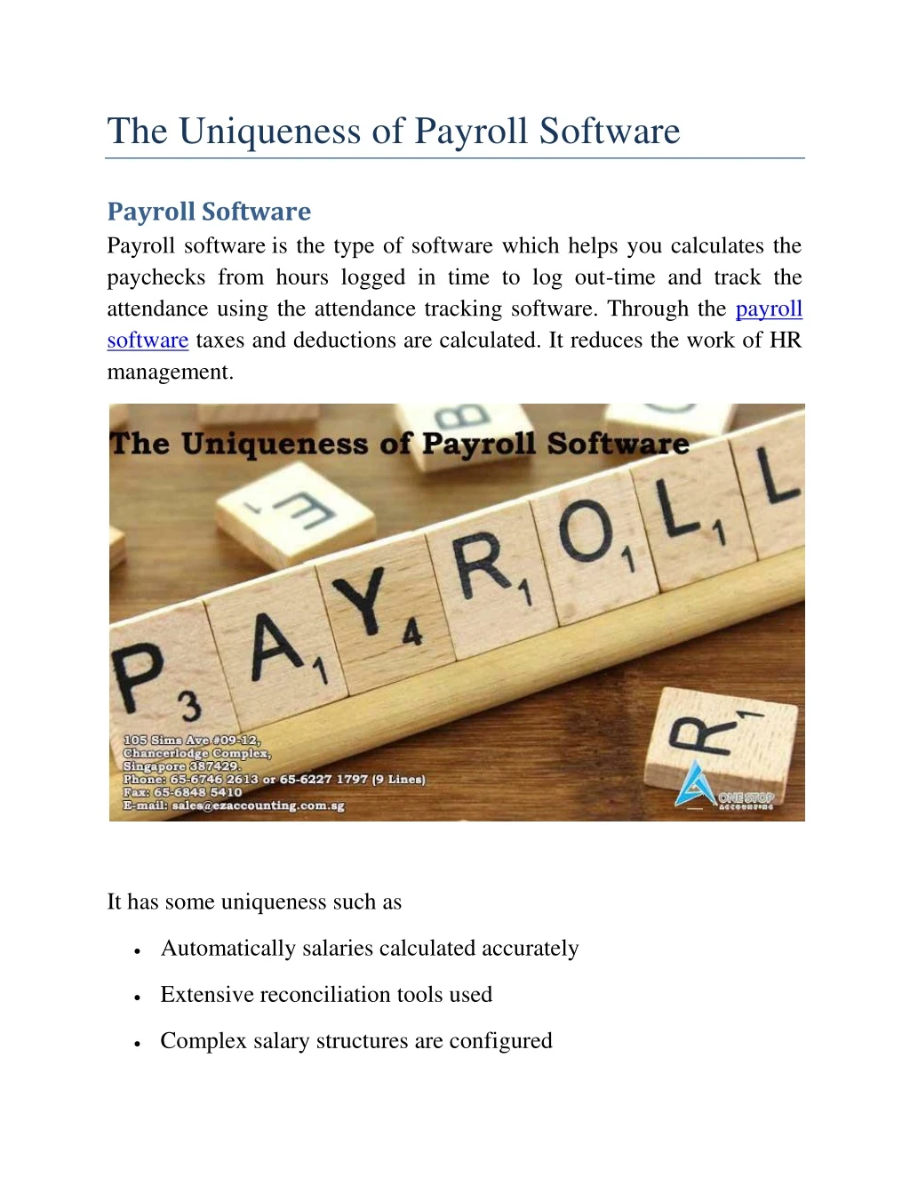 the uniqueness of payroll software