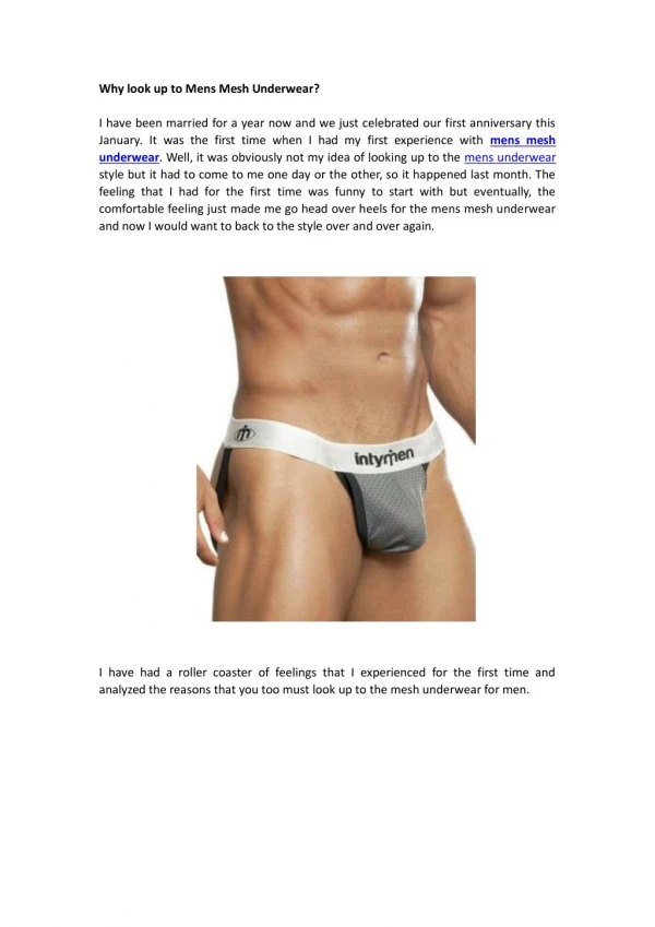 Why look up to Men's Mesh Underwear?