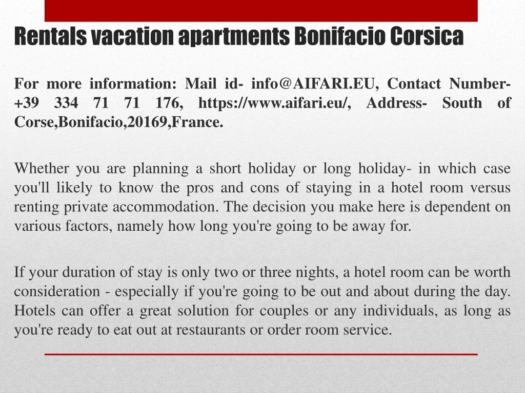 rentals vacation apartments bonifacio corsica