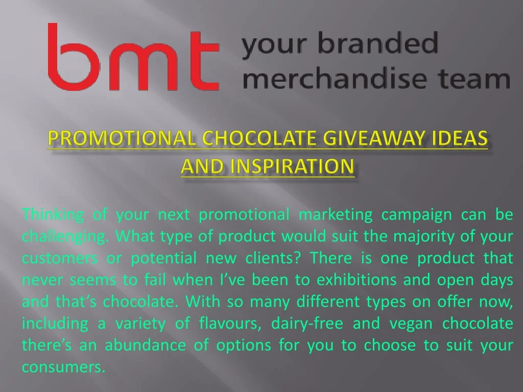 promotional chocolate giveaway ideas and inspiration