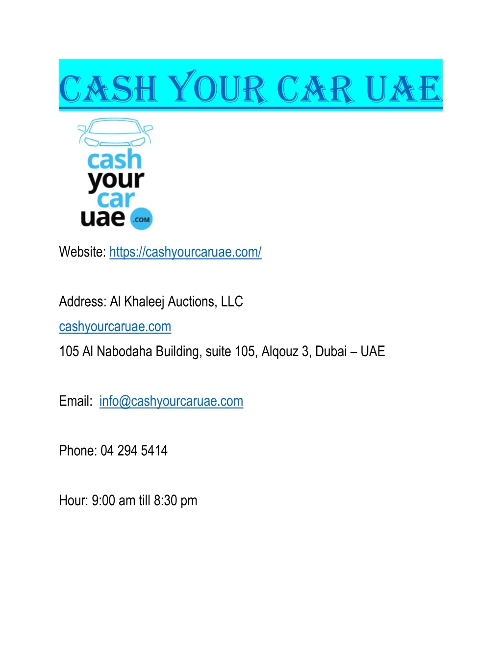 cash your car uae