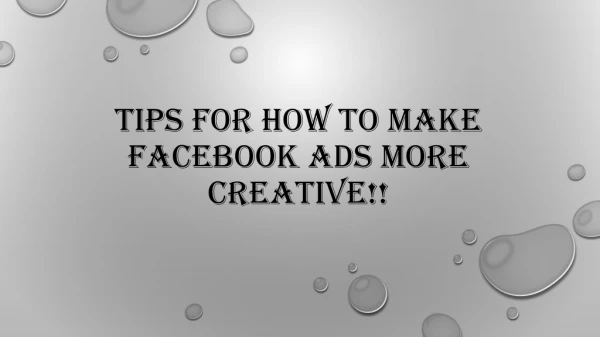 To Make Facebook Ads More Creative!!