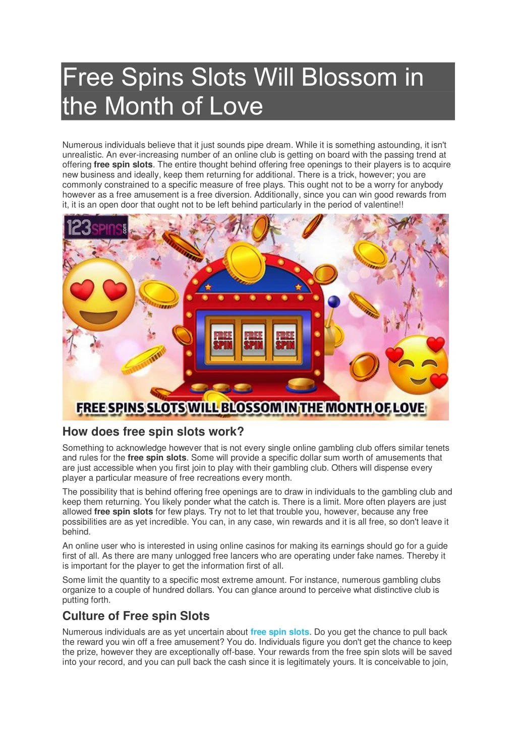 free spins slots will blossom in the month of love