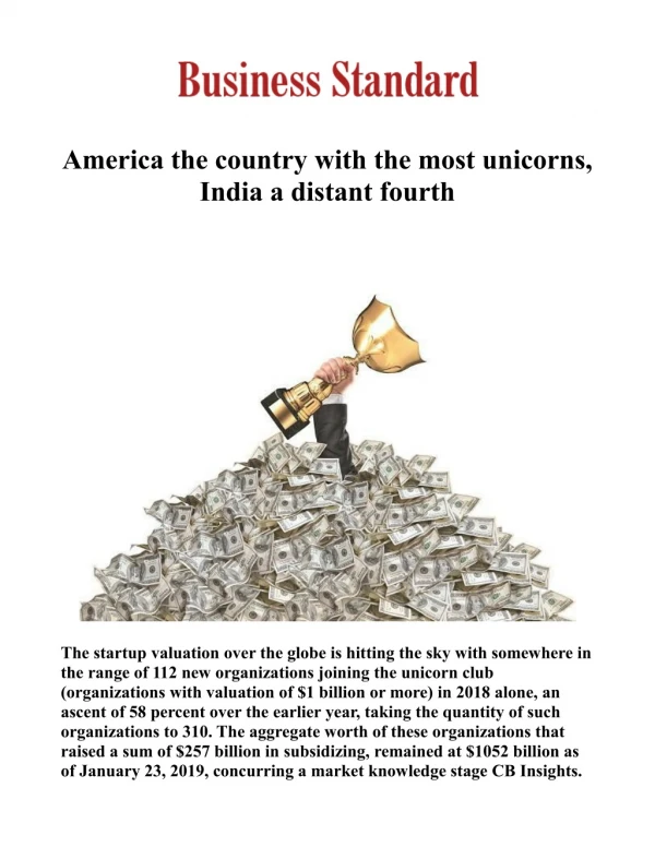 America the country with the most unicorns, India a distant fourth
