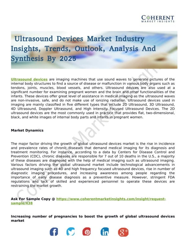 Ultrasound Devices Market Analysis By Prominent Manufacturers 2017 To 2025